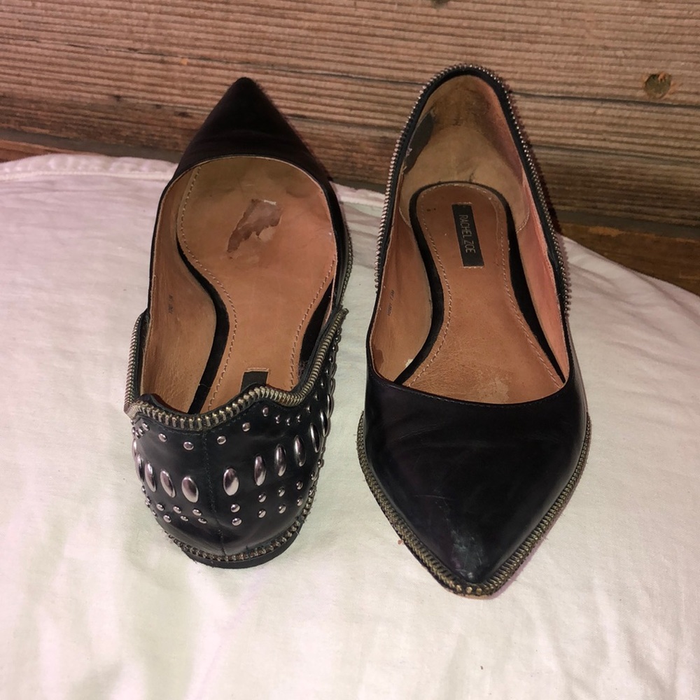 Rachael Zoe pointed studded black leather flats